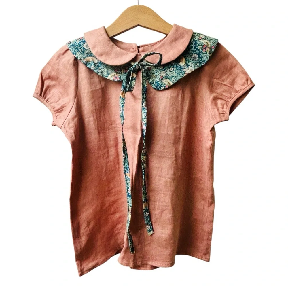 mabo tie-on collar made with liberty of london strawberry thief